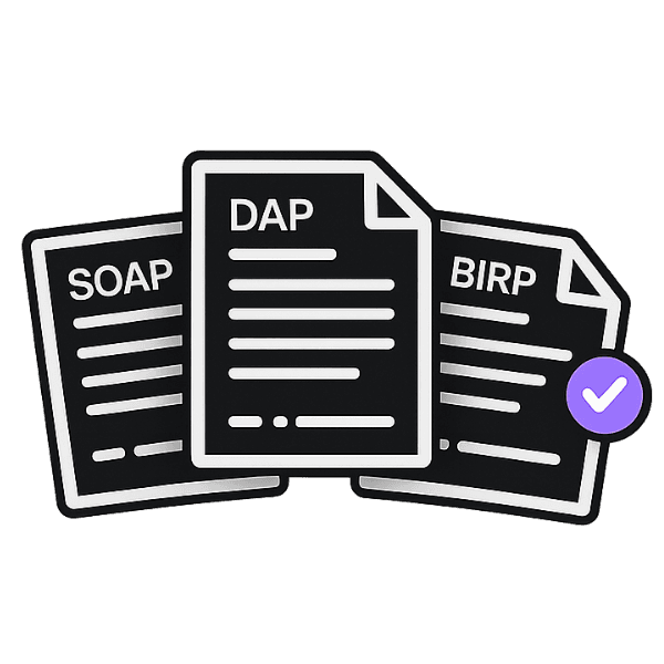 SOAP, DAP, BIRP therapy notes